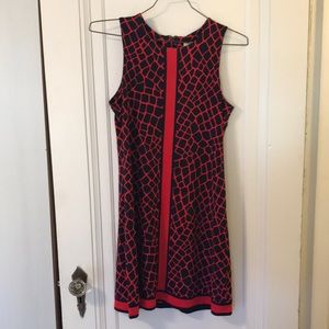 Red and black animal print dress